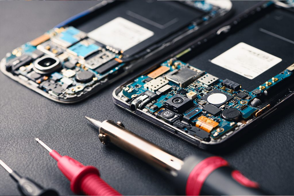 a phone opened up ready for repairs