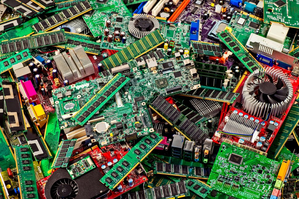 circuit boards in a pile